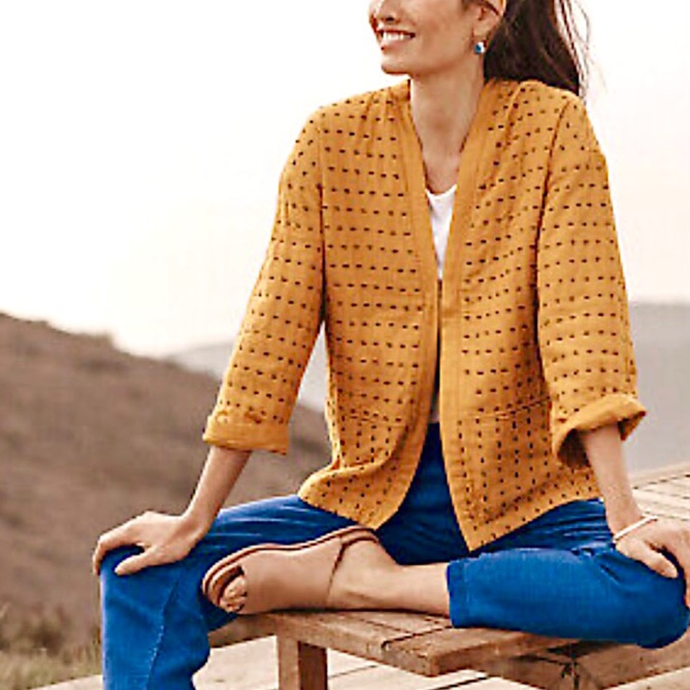 J. Jill Mustard Yellow Patterned Blazer